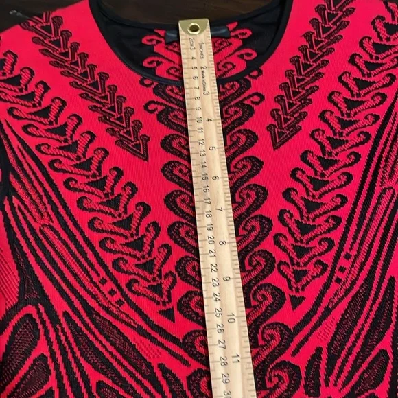 RVN Red and Black Abstract Fit and Flare Dress, Size Small - Picture 13 of 15